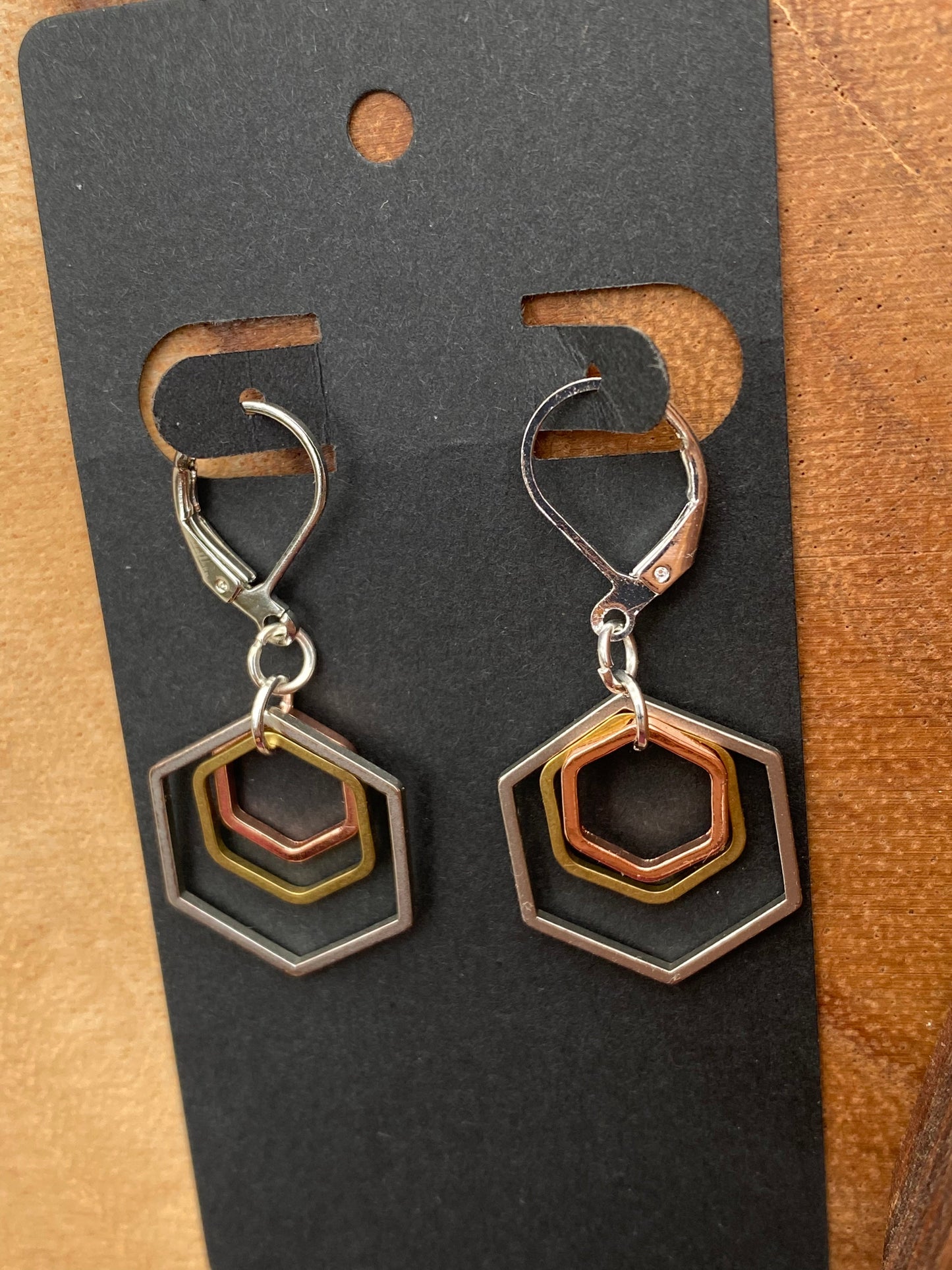 Earrings: Triple Hex - Shape of Things Collection SALE