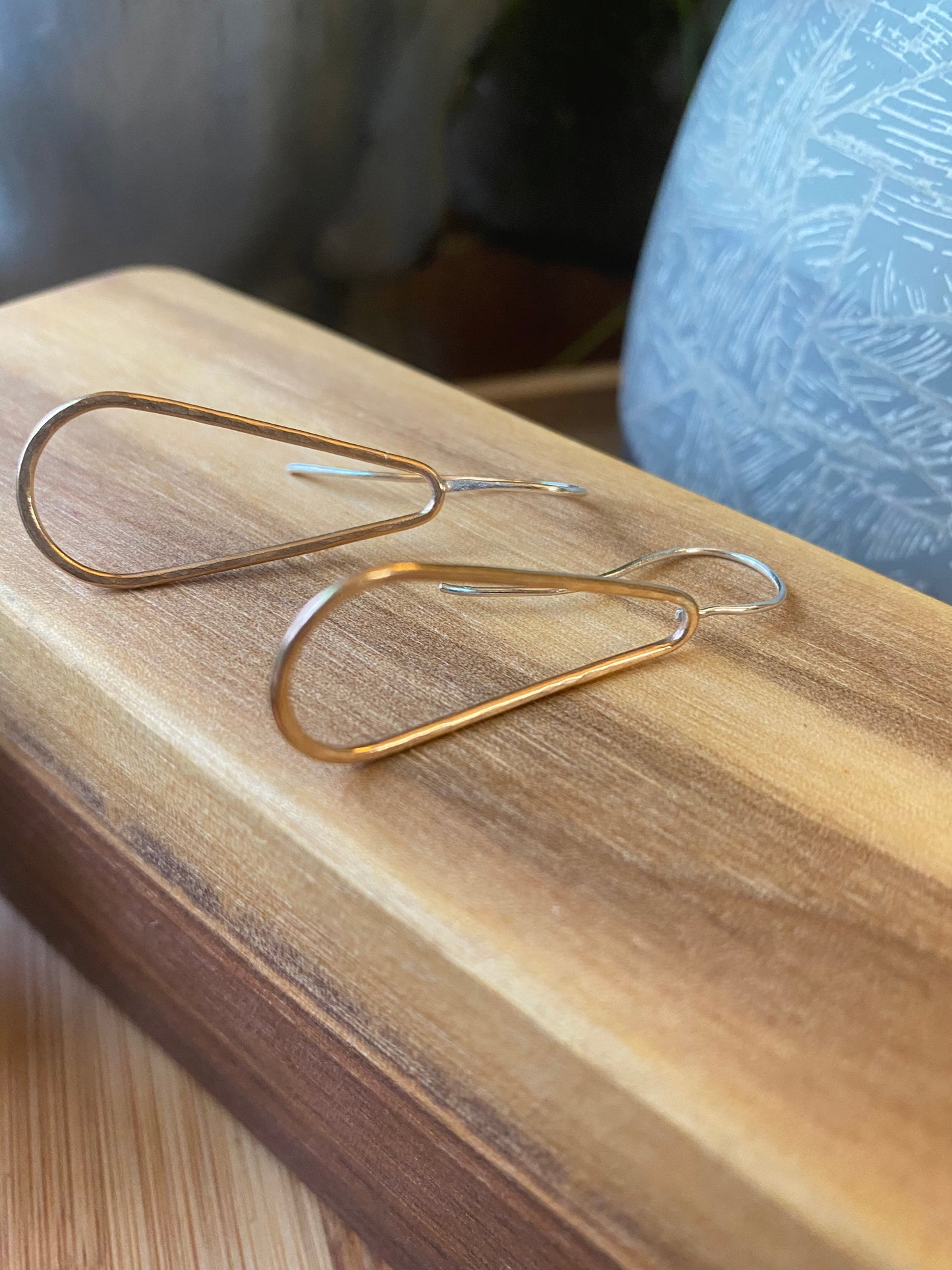 Brass Teardrop w/Sterling Silver hook | Shape of Things Collection : Earrings