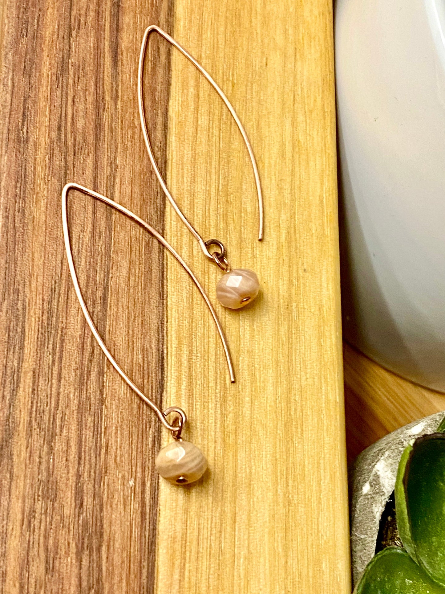 Copper Marquis Raw Sunstone Dangles : Earrings