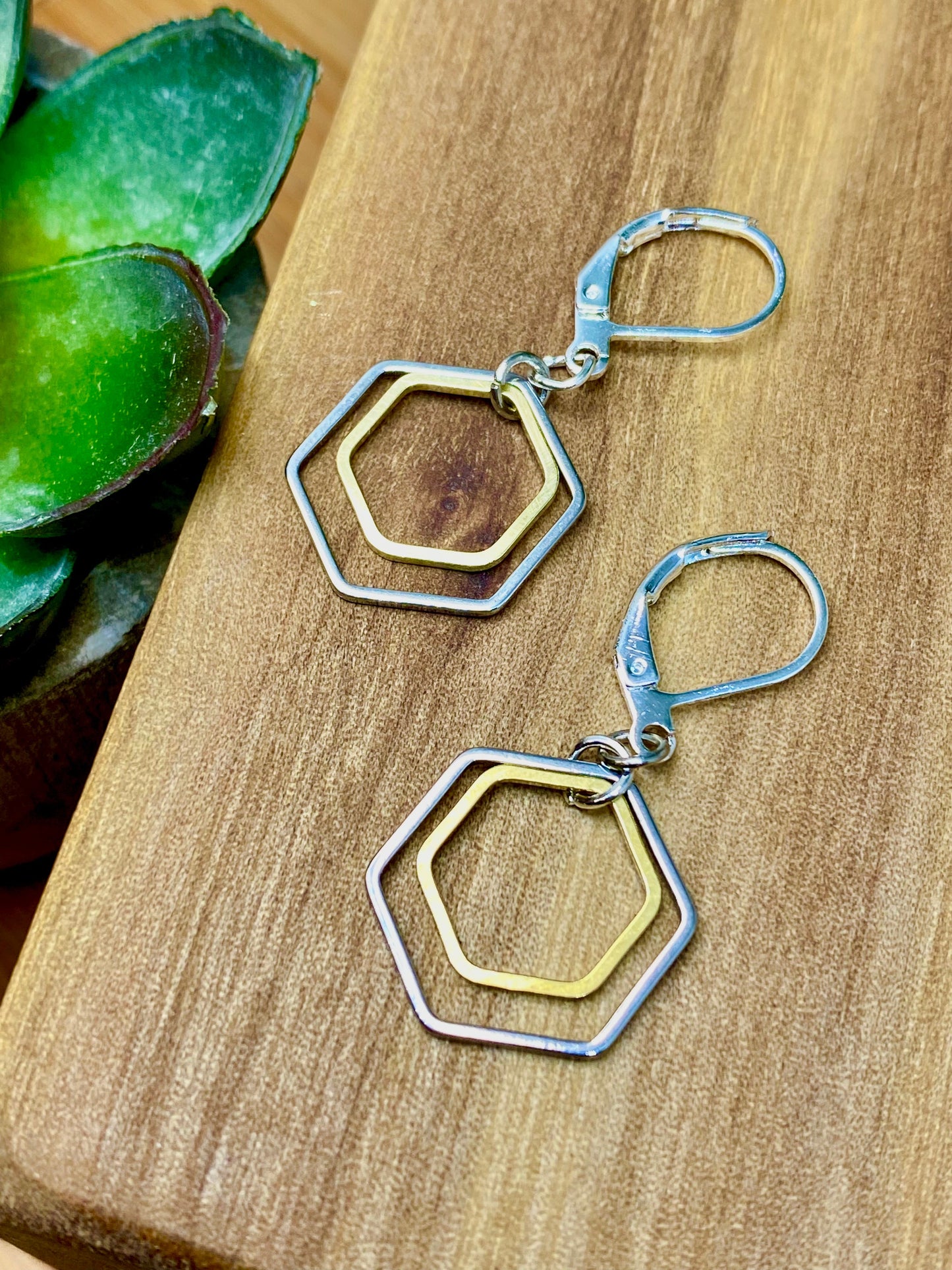 Double Hex Inside Out | Shape of Things Collection : Earrings :