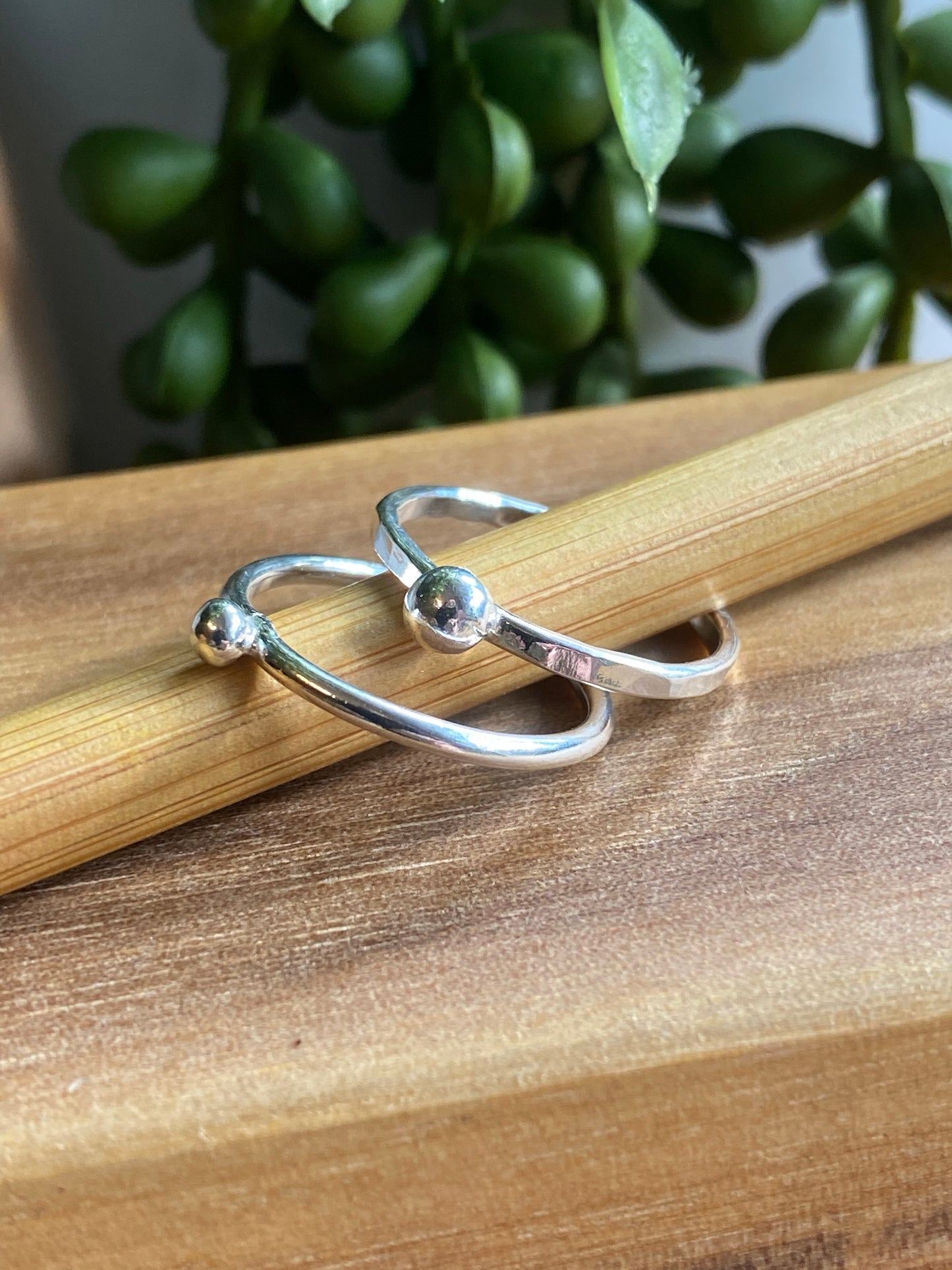 Stacking Rings - Silver Dot Embellished