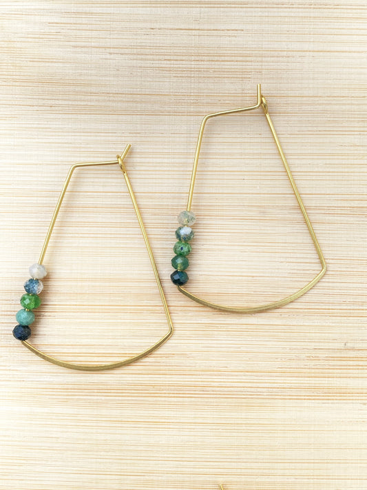 Light & Breezy Brass Earrings w/Faceted Raw Emerald