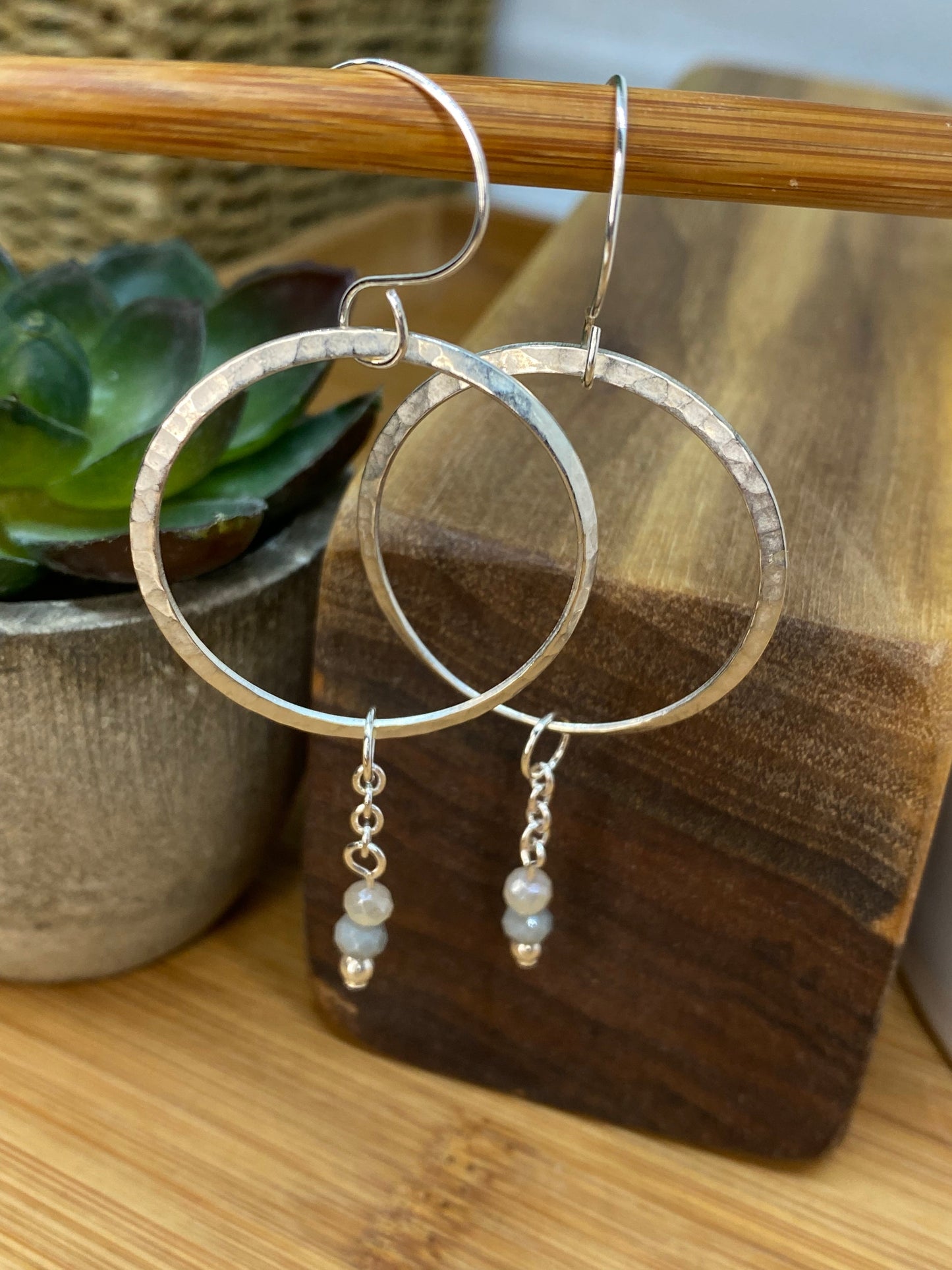 Large Silver Hoop Shoulder Dusters | Shape of Things Collection : Earrings :