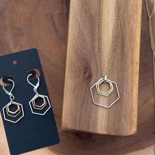 Earrings: Triple Hex - Shape of Things Collection  SALE