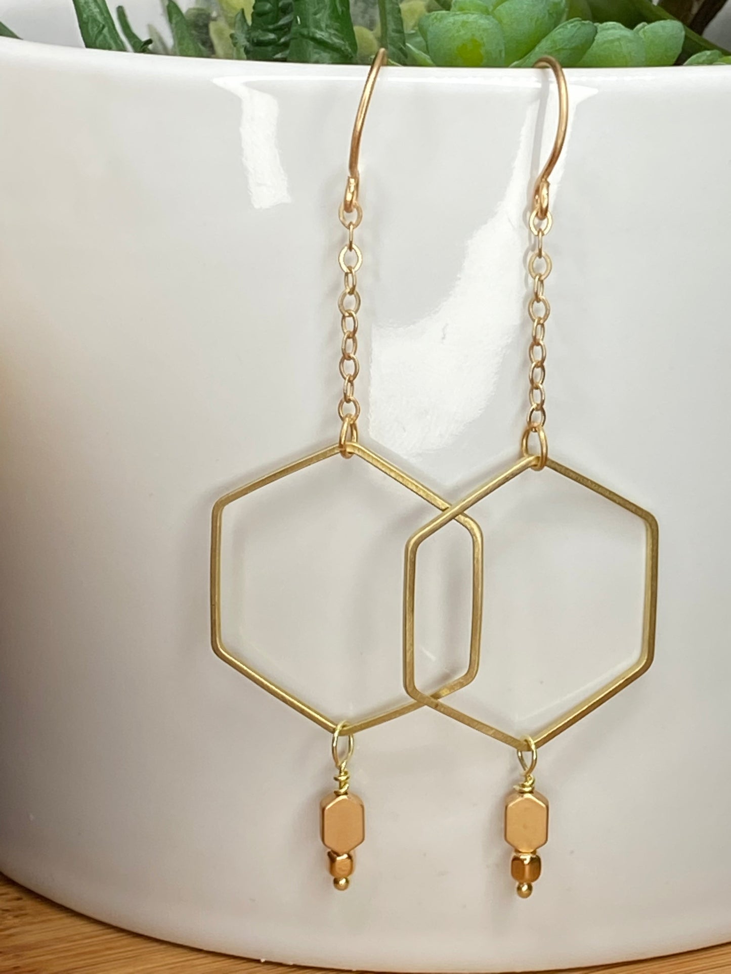 Large Hex Shoulder Dusters | Shape of Things Collection : Earrings :