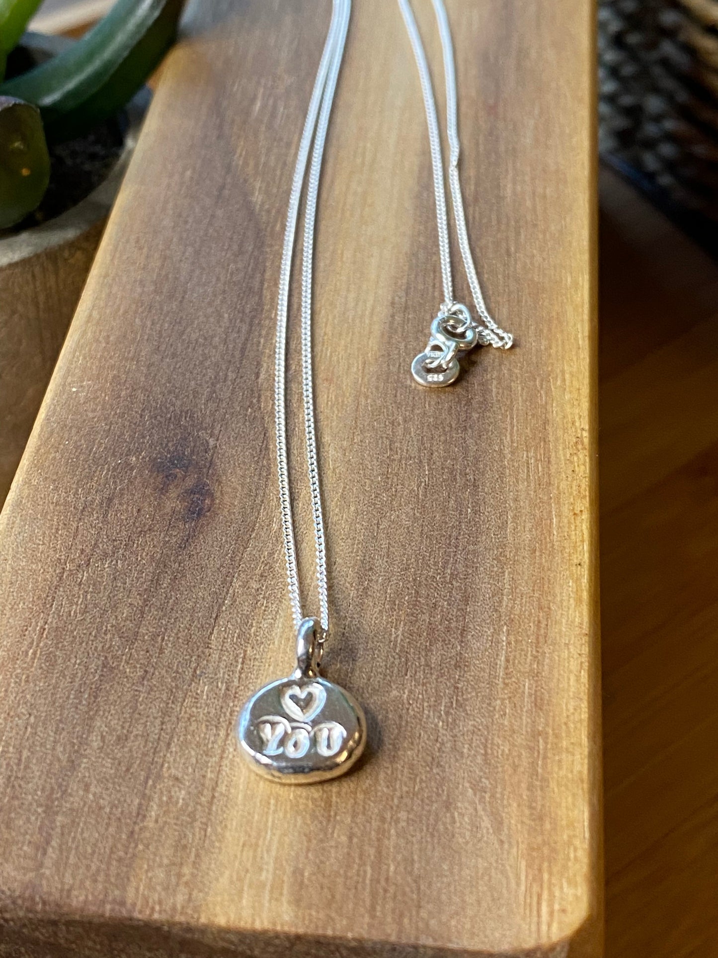 Necklace - 16” Sterling Silver Heart You Pendant on a Sterling Silver Chain