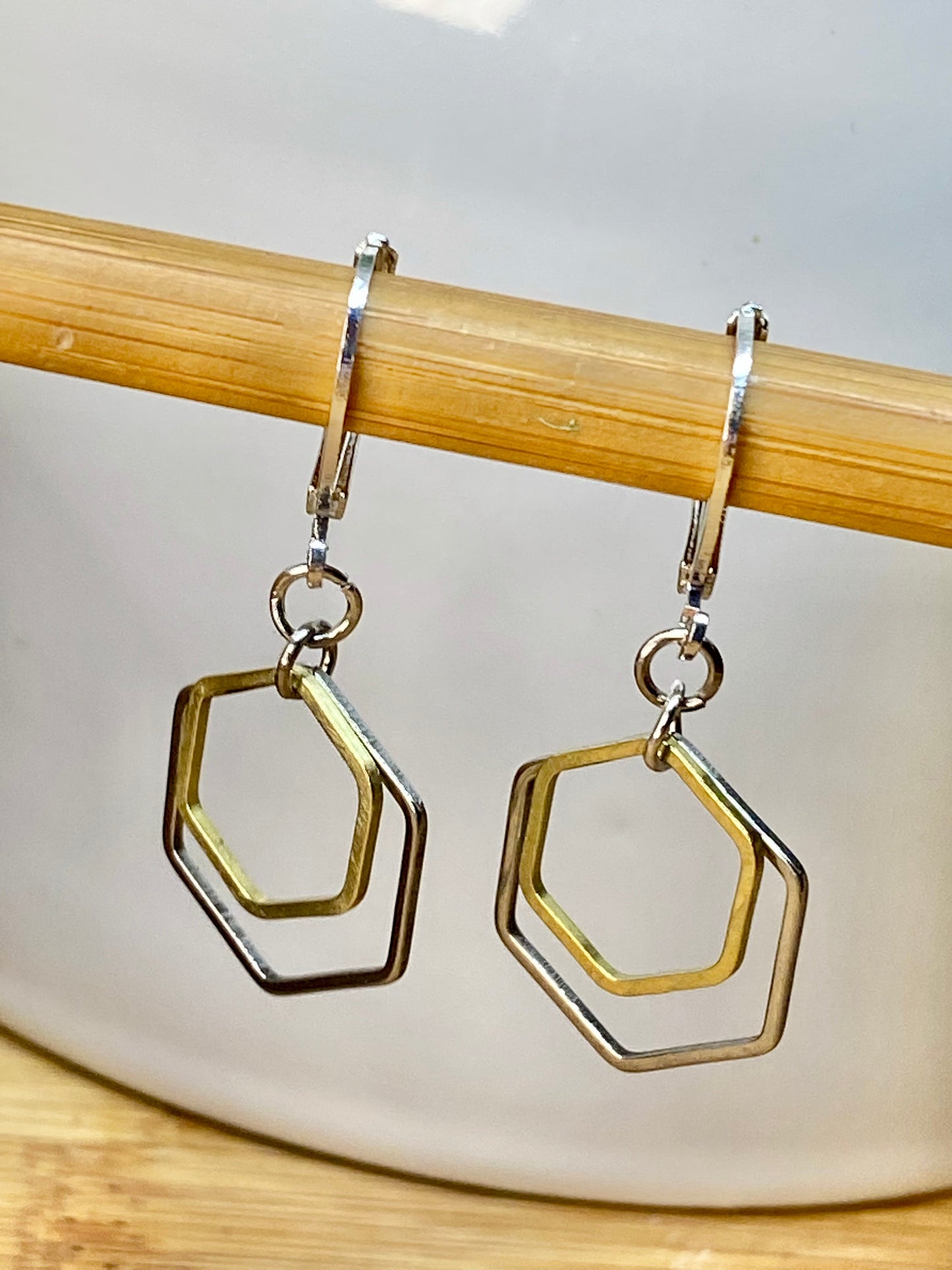 Double Hex Inside Out | Shape of Things Collection : Earrings :
